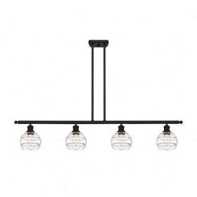 Rochester - 4 Light Stem Hung Island In Industrial Style-8.38 Inches Tall and 48 Inches Wide