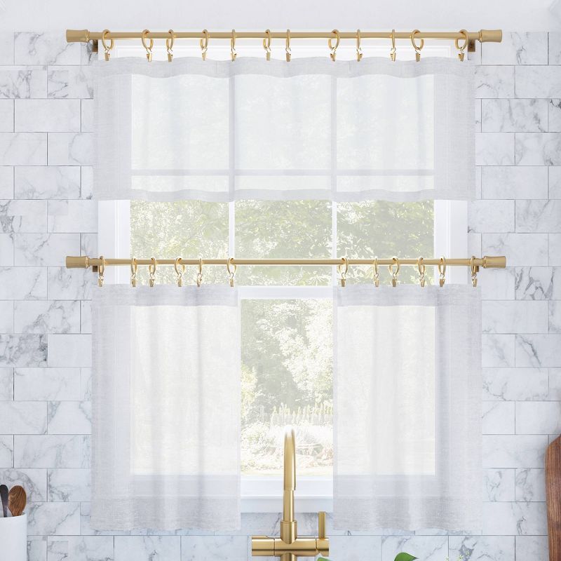 Set of 2 Slub Textured Linen Blend Cafe Curtain Tiers - Archaeo, 5 of 6