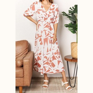 I am a Fashion Junky Printed Surplice Balloon Sleeve Dress - 1 of 4