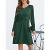 Coolmee Women's Long Sleeve Midi Dress Fall Crewneck Twist Front Casual A-Line Swing Dress - 2 of 4