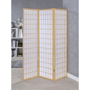 Vynxaria Porch & Den Natural 3-Panel Room Divider Folding Shoji Screen - 1 of 4