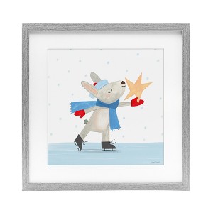 Stupell Industries Ice Skating Bunny with Star Framed Print Under Glass Art - 1 of 4