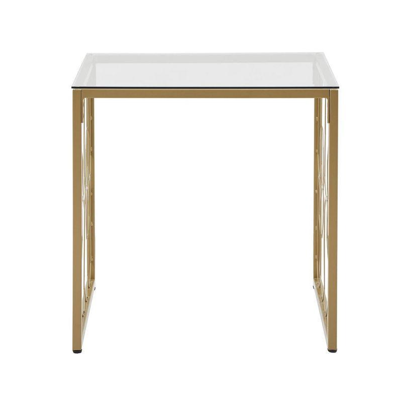 Khalilah Octagon Pattern Gold Metal and Glass End Table Gold - Inspire Q, 5 of 8