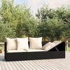 vidaXL Outdoor Lounge Bed with Cushions | Adjustable Black Poly Rattan Sun Lounger Modern Garden Furniture for Relaxing Comfortably Outdoors - 2 of 4