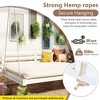 Whisen Country Style Twin Size Wooden Porch Swing Daybed with Frame and 96-Inch Hemp Ropes, Acacia Wood Patio Swing for Garden or Backyard - 4 of 4
