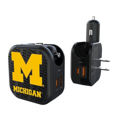 NCAA Big Ten Universities Text Backdrop 18-Watt 2 in 1 USB A/C Charger
