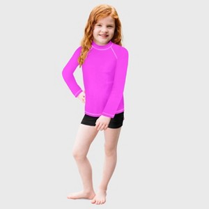 City Threads Girls UPF 50+ Long Sleeve Rashguard - USA-Made - 1 of 4