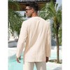 Men's Cotton Linen Henley Shirt Lace Up Long Sleeve V Neck Casual Beach Hippie Shirts - 4 of 4