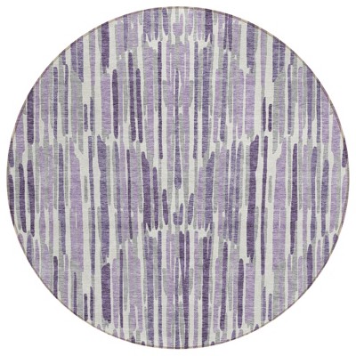 Purple Ivory And Lavender Abstract Washable Indoor Outdoor Area Rug