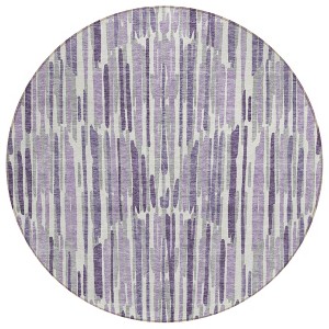 Purple Ivory And Lavender Abstract Washable Indoor Outdoor Area Rug - 1 of 4