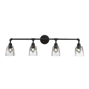 Toltec Lighting Vintage 4 - Light Vanity in  Dark Granite with 4.5" Square Clear Bubble Shade - 1 of 1