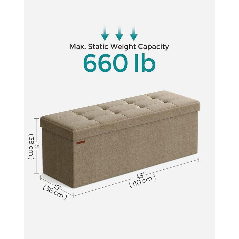 SONGMICS Storage Ottoman Bench Ottoman with Storage Footstool Hold up to 660 lb for Bedroom Living Room, 5 of 8