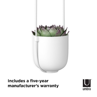 White Ceramic Bowl-Shaped Hanging Planter