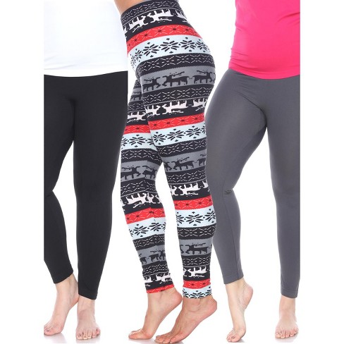 Women's Pack of 3 Leggings Black, White, Black/White One Size Fits Most -  White Mark