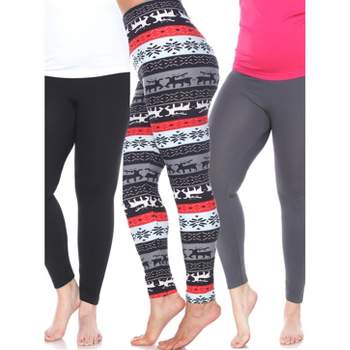 Women's Pack of 3 Plus Size Leggings - One Size Fits Most Plus - White Mark