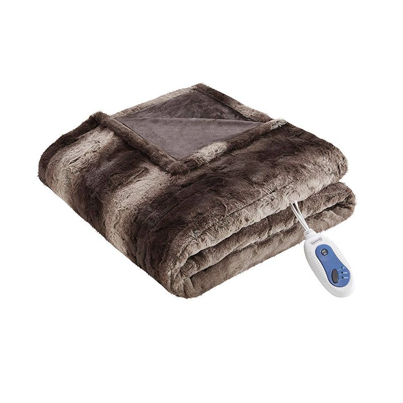 50"x70" Marselle Oversized Faux Fur Electric Heated Throw Blanket - Beautyrest, 1 of 9