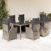 vidaXL Patio Dining Set with Cushions Outdoor Garden Furniture Poly Rattan - Gray 74.8" Table Length 8-Piece - 2 of 4