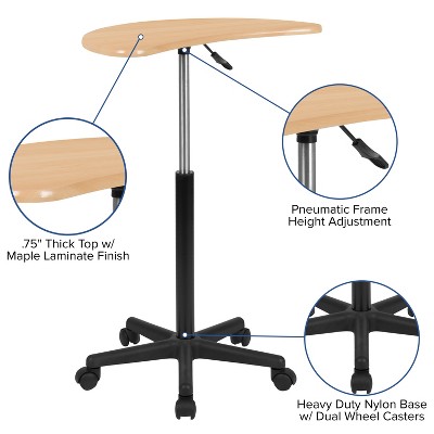 Adjustable Height Mobile Laptop Desk with Maple Finish