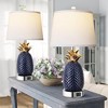 ROTTOGOON 22" Pineapple Table Lamps Set of 2, 3 way Dimmable Ceramic Table Lamp with USB Port, Tall Coastal Table Lamps for Bedroom, Home Office - 2 of 4