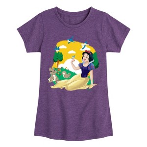 Girls' - Disney Princess - Snow White Forest Animal Friends Fitted Short Sleeve Graphic T-Shirt - 1 of 4