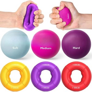 Complete Hand Therapy Set for All Ages, 6-Piece Grip Strengthener & Stress Balls - 1 of 4