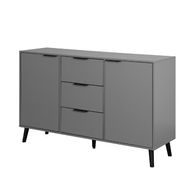 TIRAMISUBEST 47.2" Sideboard Buffet Cabinet, Kitchen Buffet Cupboard with 3 Drawers & 2 Doors, Natural Wood Color Storage Cabinet