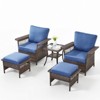 Belord 5 Pieces Patio Furniture Set, All Weather Brown Wicker Outdoor Conversation Set with PE Wicker Rattan Patio Chairs, Ottomans, Side Table - 3 of 4