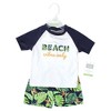 Hudson Baby Boys Swim Rashguard Set, Navy Palm - image 2 of 4