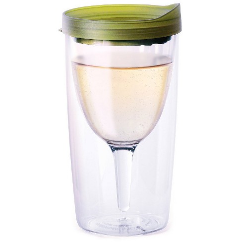 Vino2go 10 Ounce Insulated Wine Tumbler With Drink Through Lid, Set Of 4 -  Verde Green : Target