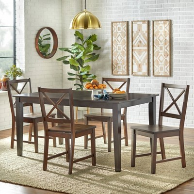Espresso Rubberwood Cross Back Dining Side Chair Set