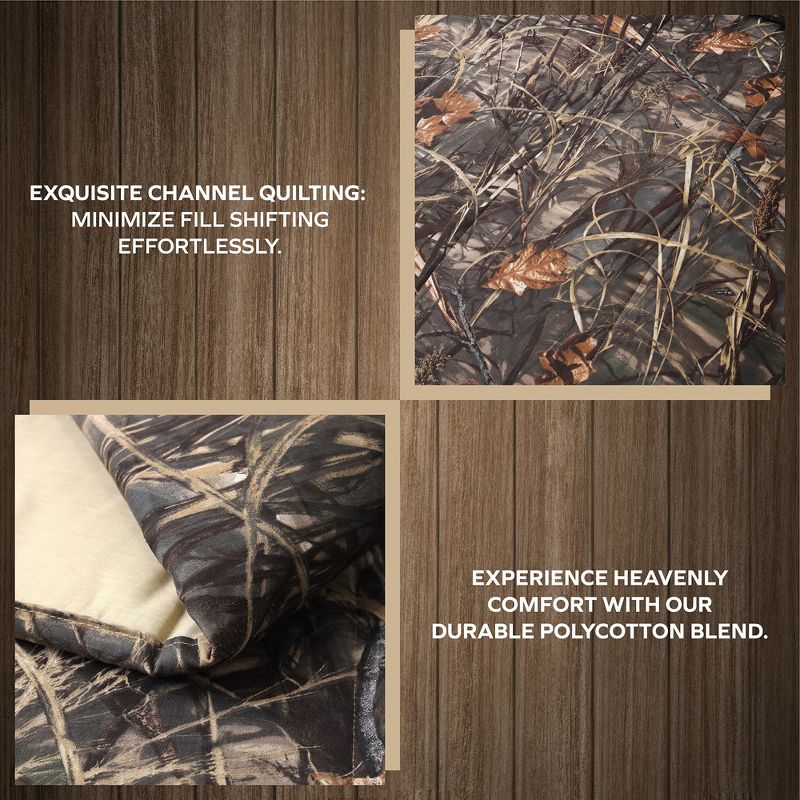 Realtree Max 4 Camo Queen Comforter Set Polycotton Rustic Farmhouse Bedding – Hunting Cabin Lodge Bed Set Prefect for Camouflage Bedroom, 4 of 8