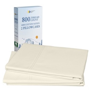 Luxury Pillowcase Set - 800 Thread Count 100% Cotton Sateen, Soft & Cooling Pillowcases by California Design Den - 1 of 4
