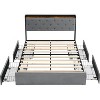 Full Size Bed Frame with 4 Storage Drawers and Charging Station, Upholstered Velvet Platform Bed Frame with Storage Headboard - 2 of 4
