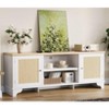 Rattan TV Stand Fits TVs Up to 70 Inches, Boho Entertainment Center with Cabinets and Open Shelves, Wooden Media Console Table - 2 of 4