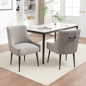 SEYNAR Modern Glam Velvet Black Metal Legs Dining Chair or Vanity Chair Set of 2 with Rear Handle - 1 of 4