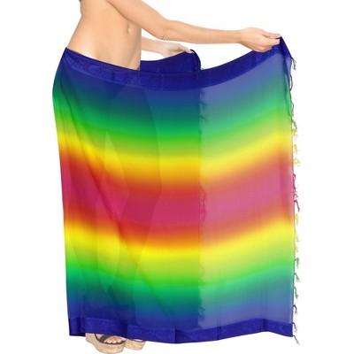 LA LEELA Women's Long Holiday Beachwear Swimsuit Pareo Wrap Swimwear Cover up Sarong Wraps One Size Blue, Solid