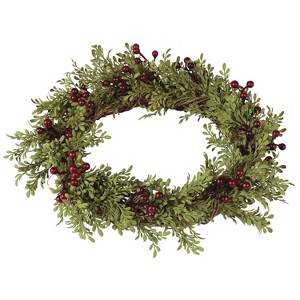 Sullivans Artificial Mini Leaf with Berries Accent Wreath - 1 of 3