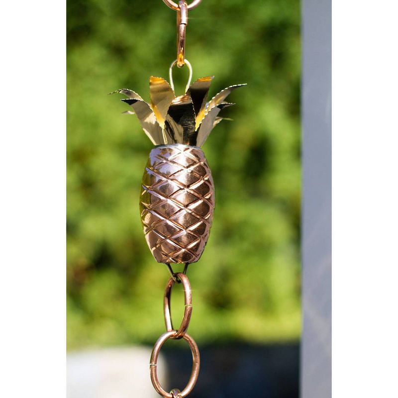 8.5ft  Pure Copper Pineapple Rain Chain - Good Directions, 5 of 8