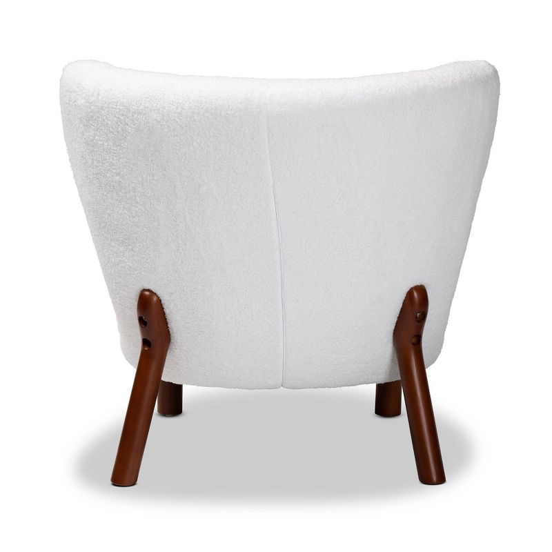 Cabrera Boucle Upholstered and Wood Accent Chair White/Walnut Brown - Baxton Studio, 5 of 11