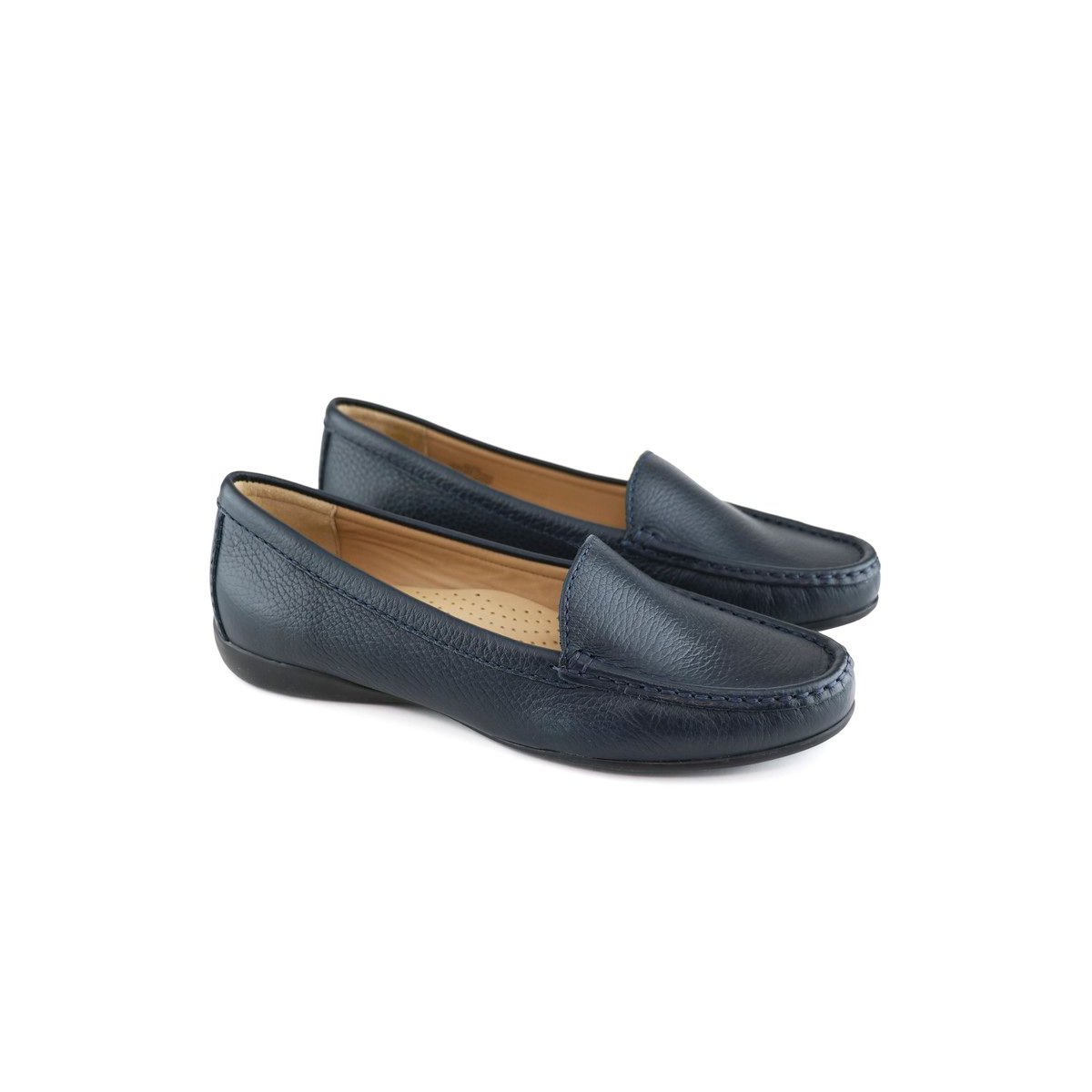 Женские туфли Marc Joseph New York Womens Leather Slip On Lake Road Venetian Driver Loafers - Navy Grainy, 8 — фото 5
