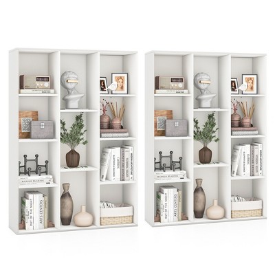Tangkula 2PCS 11-Cube Bookcase Modern Geometric Bookshelf Storage w/ Anti-tipping Kits