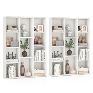 Tangkula 2PCS 11-Cube Bookcase Modern Geometric Bookshelf Storage w/ Anti-tipping Kits - 1 of 4