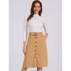 Allegra K Women's High Waist Solid Button Front A-Line Belted Corduroy Midi Skirt - 2 of 4