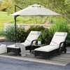 Outsunny Patio Wicker Chaise Lounge, PE Rattan Outdoor Lounge Chair with Cushion, Height Adjustable Backrest & Wheels - 3 of 4