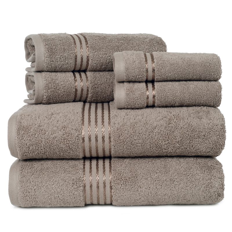 6pc Cotton Hotel Bath Towels Set Taupe - Yorkshire Home, 2 of 5