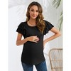 Clearlove Maternity Tops Women's Ruffle Short Sleeve T Shirt Lightweight Casual Pregnancy Clothes - 2 of 4