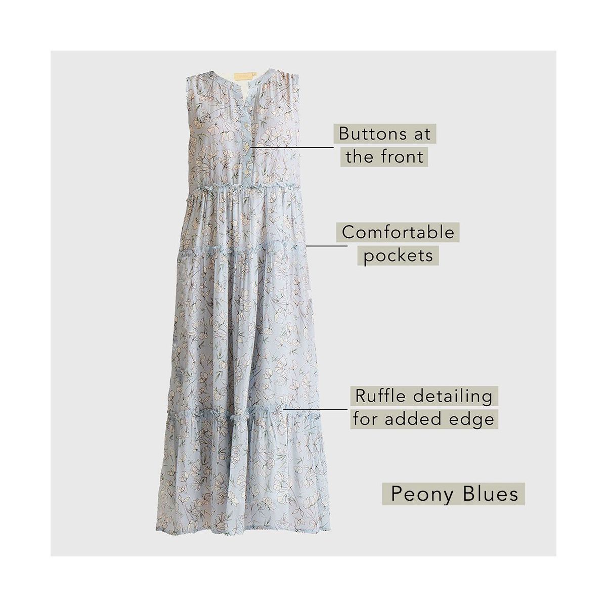 Reistor Women's Perfect Resort Maxi Dress in Blue Florals - thumbnail 9