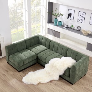 128” Chenille Sectional Couch, 4 Seater L Shape Modular Sofa Set for Living Room Office-Morden Fort - 1 of 4