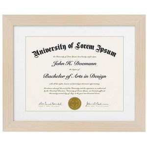 Americanflat 11x14 Light Wood Diploma Frame - Displays 8.5x11 Diplomas with Mat or 11x14 Inch Without Mat - Shatter-Resistant Glass. - 1 of 4