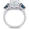 EVERLY JEWELRY | Sterling Silver 5 1/6 CT TGW Ice Aquamarine, London-Blue Topaz and Diamond-Accent 3-Stone Ring - 4 of 4
